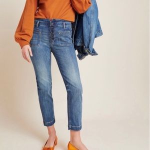 Anthropologie Pilcro and the Letterpress Button Fly High Rise Slim Jeans